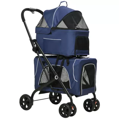 PawHut 3-in-1 Double Pet Stroller with Removable Carrier, Foldable Travel Carrier Bag - Image 1