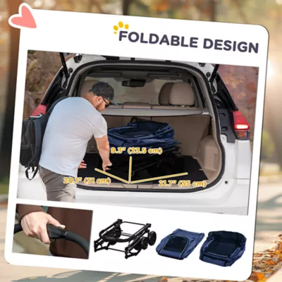 PawHut 3-in-1 Double Pet Stroller with Removable Carrier, Foldable Travel Carrier Bag - Image 6