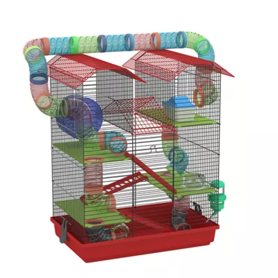 PawHut Hamster Habitat, 5 Tiers with Tunnel Tube System, Exercise Wheel and Water Bottle - Image 1