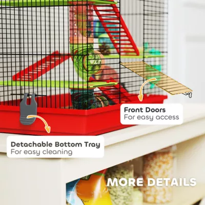 PawHut Hamster Habitat, 5 Tiers with Tunnel Tube System, Exercise Wheel and Water Bottle - Image 6