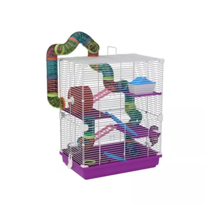 PawHut 5-Tier Hamster Cage with Exercise Wheel, Play Tube, Water Bottle, Dish, Ladder - Image 1