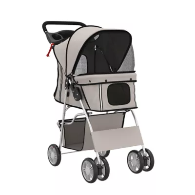 PawHut Pet Stroller - Foldable Dog Stroller with Wheels, Reflective Strips, Brake, Pad and Basket - Image 1