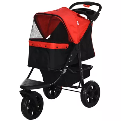 PawHut Small Dog Stroller, 3-Wheel Foldable Pet Stroller with Adjustable Canopy and Zippered Mesh - Image 1