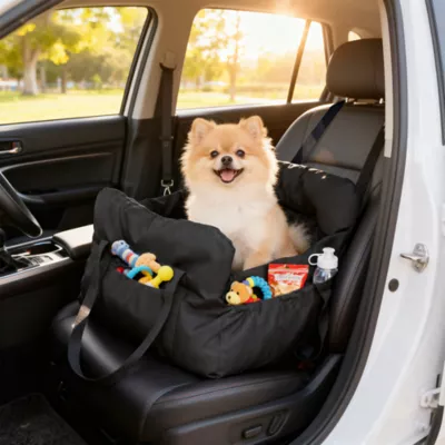 PawHut Dog Car Seat for Small Pets, Dog Booster Car Seat with Cushion and Storage Pockets - Image 2