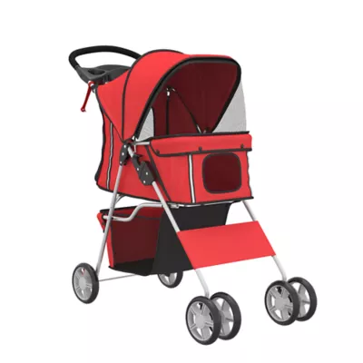 PawHut Pet Stroller - Foldable Dog Stroller with Wheels, Reflective Strips, Brake, Pad and Basket - Image 1