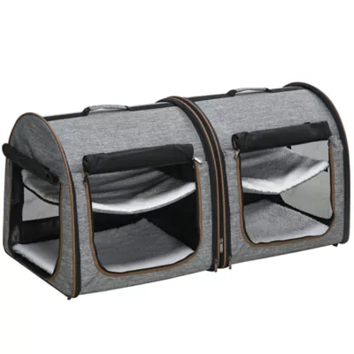PawHut 39" Travel Pet Carrier, Portable Soft-Sided Cat Carrier with Divider, Two Compartments - Image 1