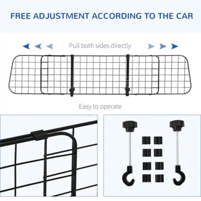 PawHut Adjustable Dog Car Barrier, Heavy Duty Fence Car Safety Guard Gate for SUV, Vans, Trucks - Image 4