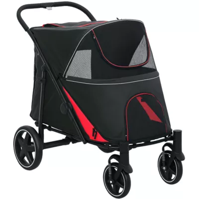 PawHut Foldable Pet Stroller with Universal Front Wheels, Shock Absorber, for Dogs up to 66lbs - Image 1