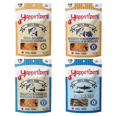 Yappetizers Exotic Treat Bundle (4 Pack) - Bison Heart, Bison Liver, Goat Heart, Kangaroo Trim - Image 1