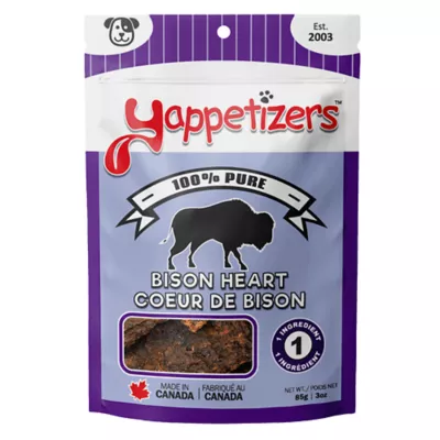 Yappetizers 100% Pure Bison Heart - 85 grams - 3 pack - Image 1