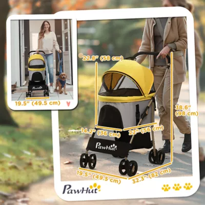 PawHut 4 Wheels Pet Stroller, 3 in 1 Travel Folding Carrier - Image 3