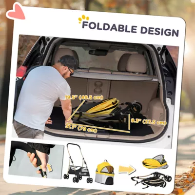 PawHut 4 Wheels Pet Stroller, 3 in 1 Travel Folding Carrier - Image 6