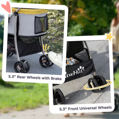 PawHut 4 Wheels Pet Stroller, 3 in 1 Travel Folding Carrier - Image 7