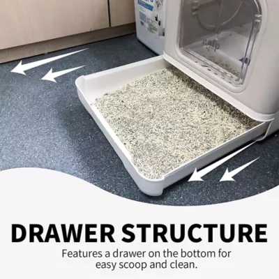 All For Paws Foldable Cat Litter Box W/ Litter Trapping Step & Multiple Access Points- Sand - Image 3