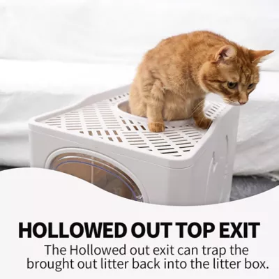 All For Paws Foldable Cat Litter Box W/ Litter Trapping Step & Multiple Access Points- Sand - Image 8