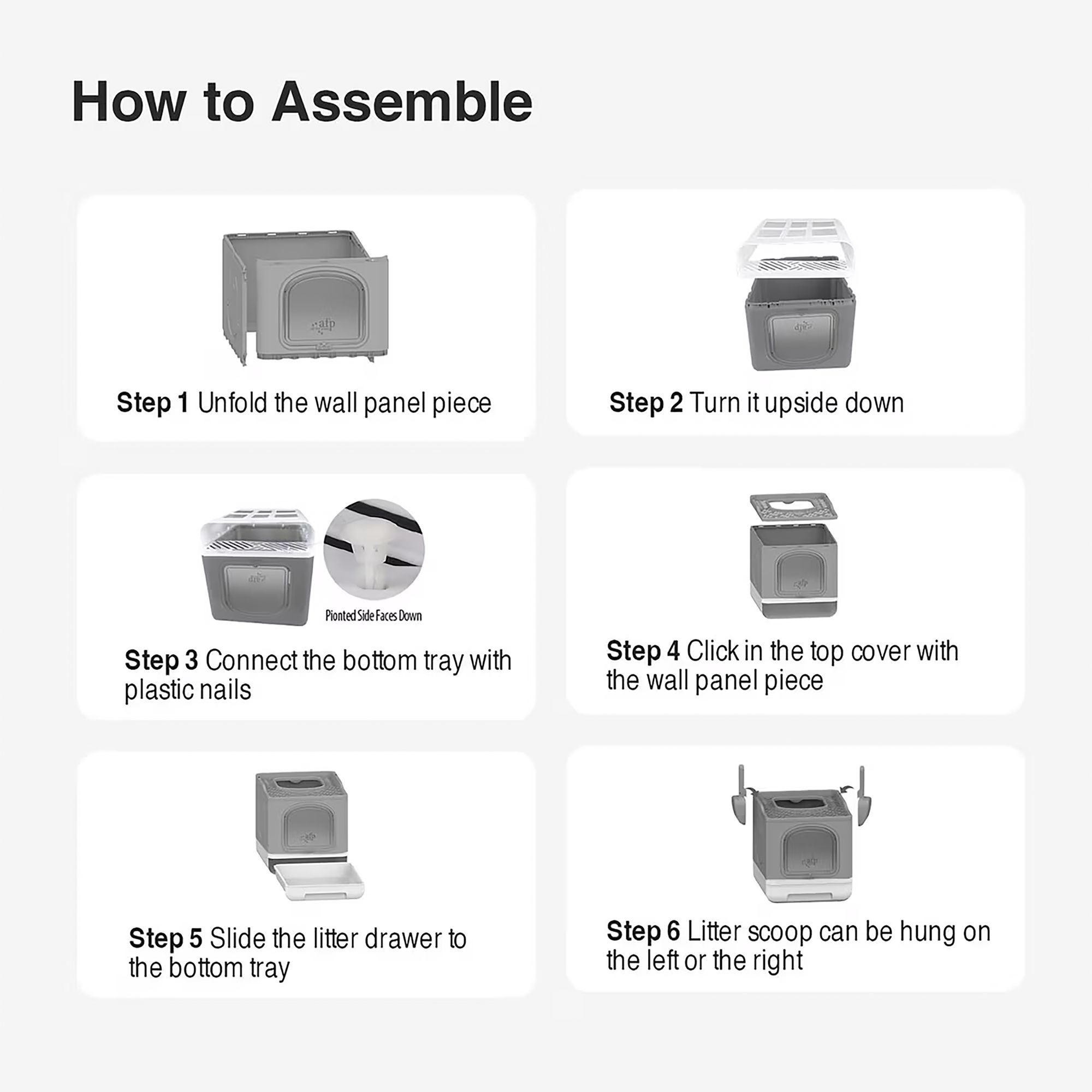 All For Paws Foldable Cat Litter Box W/ Litter Trapping Step & Multiple Access Points--Gray - thumbnail 7