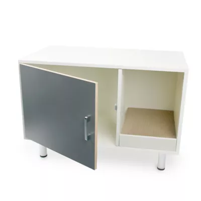 All For Paws Enclosed Furniture Style Cat Litter Box W/ Built-In litter Trapping Step - Image 2