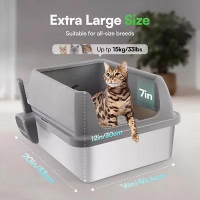 All For Paws High Sided Cat Litter Box W/ Hanging Litter Scoop, XL Size Suitable For All Breeds - Image 4