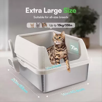 All For Paws High Sided Cat Litter Box W/ Hanging Litter Scoop, XL Size Suitable For All Breeds - Image 5