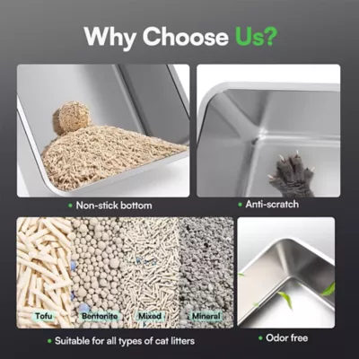 All For Paws High Sided Cat Litter Box W/ Hanging Litter Scoop, XL Size Suitable For All Breeds - Image 6