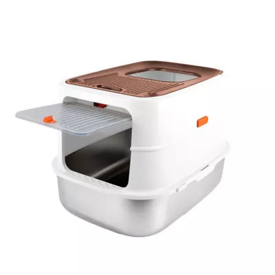 All For Paws Multi-Entry Hooded Cat Litter Box W/ Litter Scoop, Non-Slip Feet & Anti-Tracking Mat - Image 1