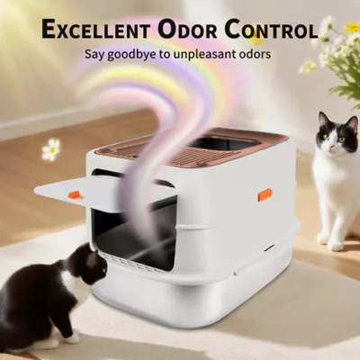 All For Paws Multi-Entry Hooded Cat Litter Box W/ Litter Scoop, Non-Slip Feet & Anti-Tracking Mat - Image 4