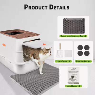 All For Paws Multi-Entry Hooded Cat Litter Box W/ Litter Scoop, Non-Slip Feet & Anti-Tracking Mat - Image 5