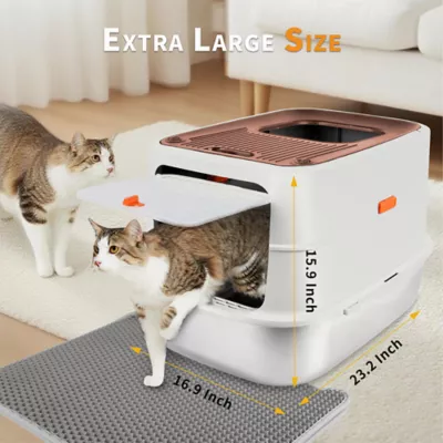 All For Paws Multi-Entry Hooded Cat Litter Box W/ Litter Scoop, Non-Slip Feet & Anti-Tracking Mat - Image 9