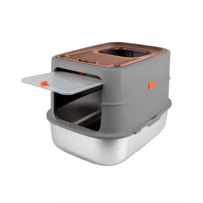 All For Paws Multi-Entry Hooded Cat Litter Box W/ Litter Scoop, Non-Slip Feet & Anti-Tracking Mat - Image 1
