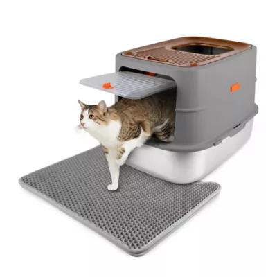 All For Paws Multi-Entry Hooded Cat Litter Box W/ Litter Scoop, Non-Slip Feet & Anti-Tracking Mat - Image 2
