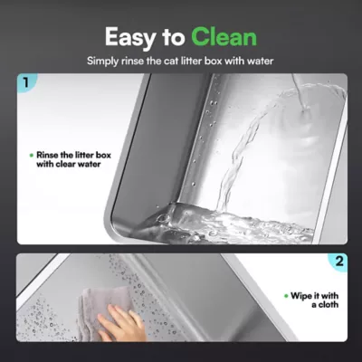 All For Paws Stainless Steel Cat Litter Pan W/ Non-Stick Bottom, Durable & Easy-To-Clean - Image 2