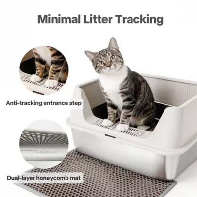 All For Paws Stainless Steel Cat Litter Pan W/ Detachable High-Sided Hood & Litter Scoop - Image 3