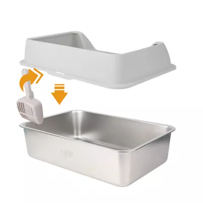 All For Paws Stainless Steel Cat Litter Pan W/ Detachable High-Sided Hood & Litter Scoop - Image 6