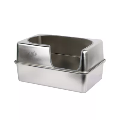 All For Paws All Stainless Steel Hooded Cat Litter Box W/ lLitter Scoop & Anti-Tracking Mat - Image 1