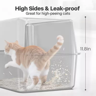 All For Paws All Stainless Steel Hooded Cat Litter Box W/ lLitter Scoop & Anti-Tracking Mat - Image 4
