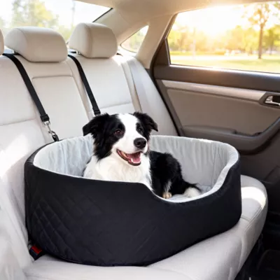 PawHut Dog Car Seat, Detachable Washable Pet Bed with Cushion and Safety Belt for Dogs up to 33lbs - Image 2