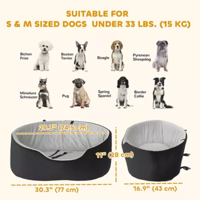 PawHut Dog Car Seat, Detachable Washable Pet Bed with Cushion and Safety Belt for Dogs up to 33lbs - Image 3