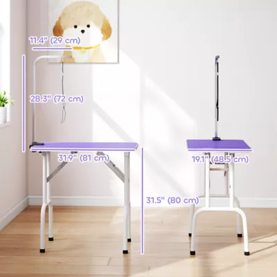 PawHut Foldable Pet Grooming Table for Dogs & Cats with Adjustable Arm, Non-slip Surface - Image 3