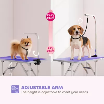 PawHut Foldable Pet Grooming Table for Dogs & Cats with Adjustable Arm, Non-slip Surface - Image 4