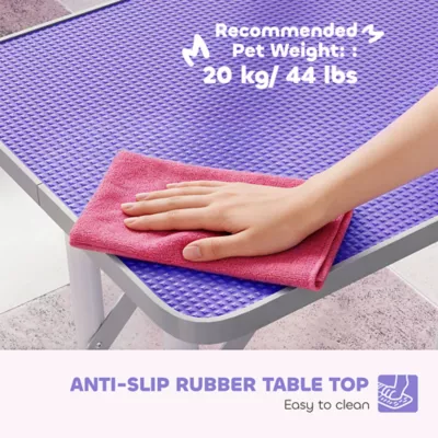 PawHut Foldable Pet Grooming Table for Dogs & Cats with Adjustable Arm, Non-slip Surface - Image 6