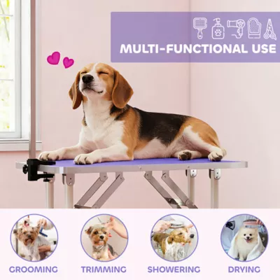 PawHut Foldable Pet Grooming Table for Dogs & Cats with Adjustable Arm, Non-slip Surface - Image 7