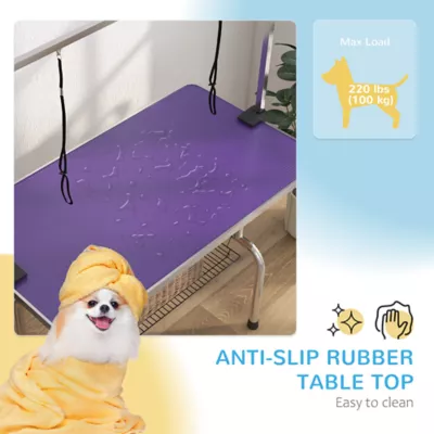 PawHut Adjustable Dog Grooming Table with 2 Safety Slings, Storage Basket - Image 5