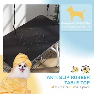 PawHut Foldable Dog Grooming Table with Adjustable Grooming Arms, Storage Shelf - Image 5
