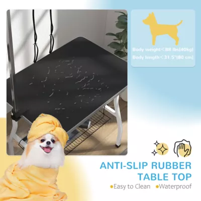 PawHut Dog Grooming Table w/ Adjustable Arm, Mesh Tray, Rubber Surface - Image 5