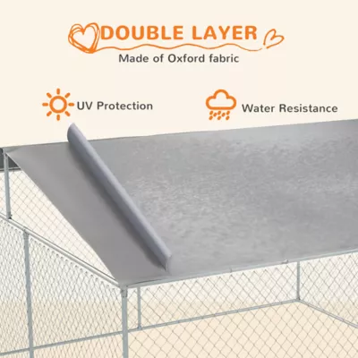 PawHut Dog Kennel Outdoor, Heavy Duty Playpen with Secure Lock, Cover,  13.1' x 13.1' x 7.5' - Image 4