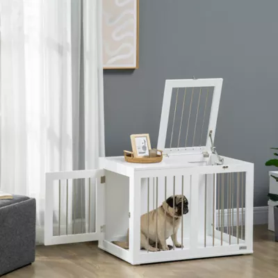 PawHut 31.5" Dog Crate Furniture with Double Doors - Image 2
