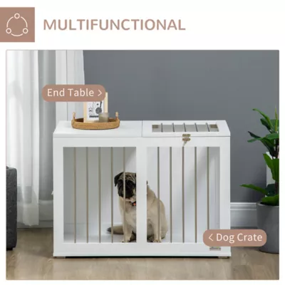 PawHut 31.5" Dog Crate Furniture with Double Doors - Image 4