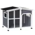 PawHut Wooden Dog House, Raised Pet Kennel with Removable Bottom, Openable Asphalt Roof, Door image thumbnail 1