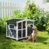 PawHut Wooden Dog House, Raised Pet Kennel with Removable Bottom, Openable Asphalt Roof, Door image thumbnail 2