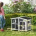 PawHut Wooden Dog House, Raised Pet Kennel with Removable Bottom, Openable Asphalt Roof, Door image thumbnail 3